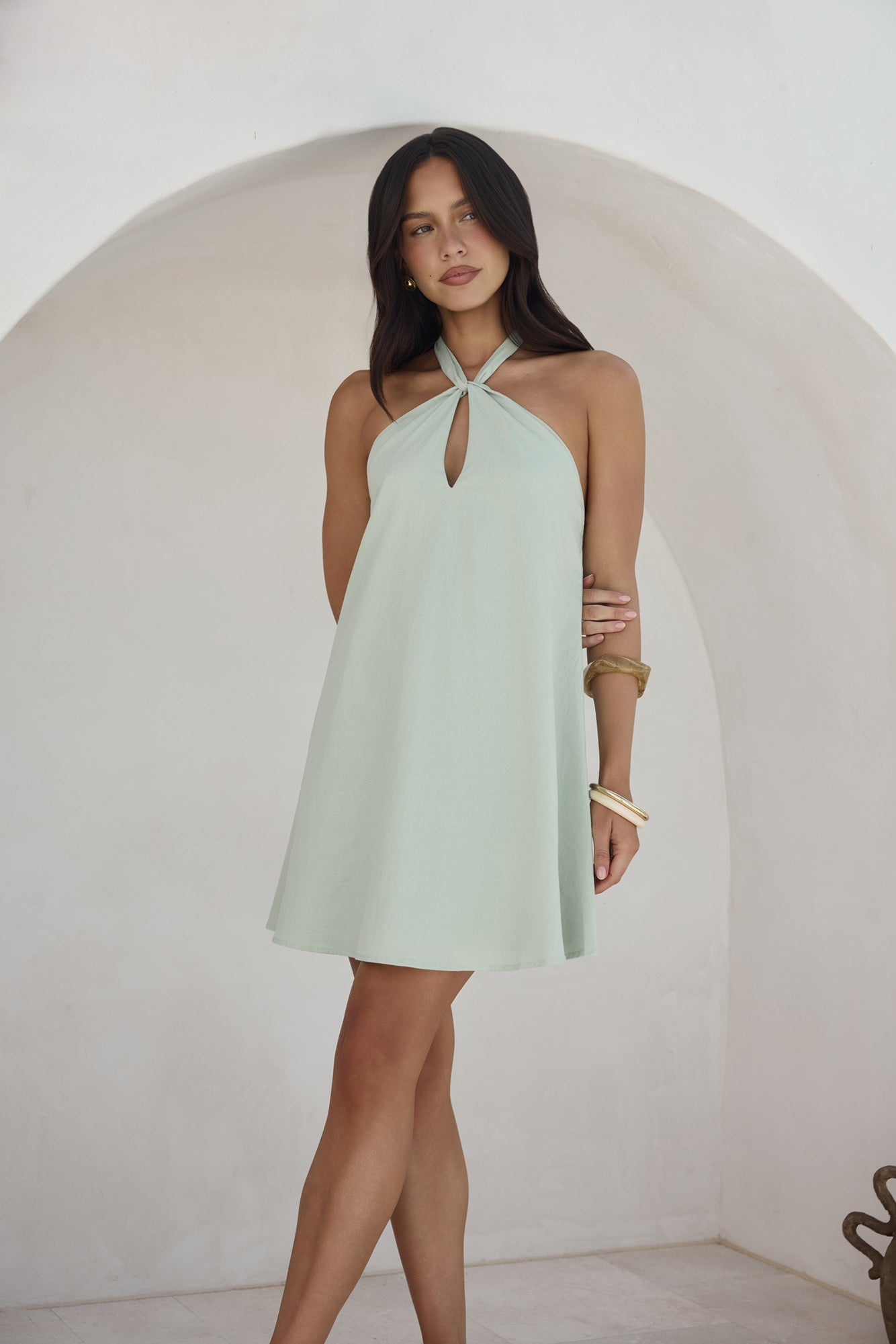 Coconut Sips Mini Dress Sage