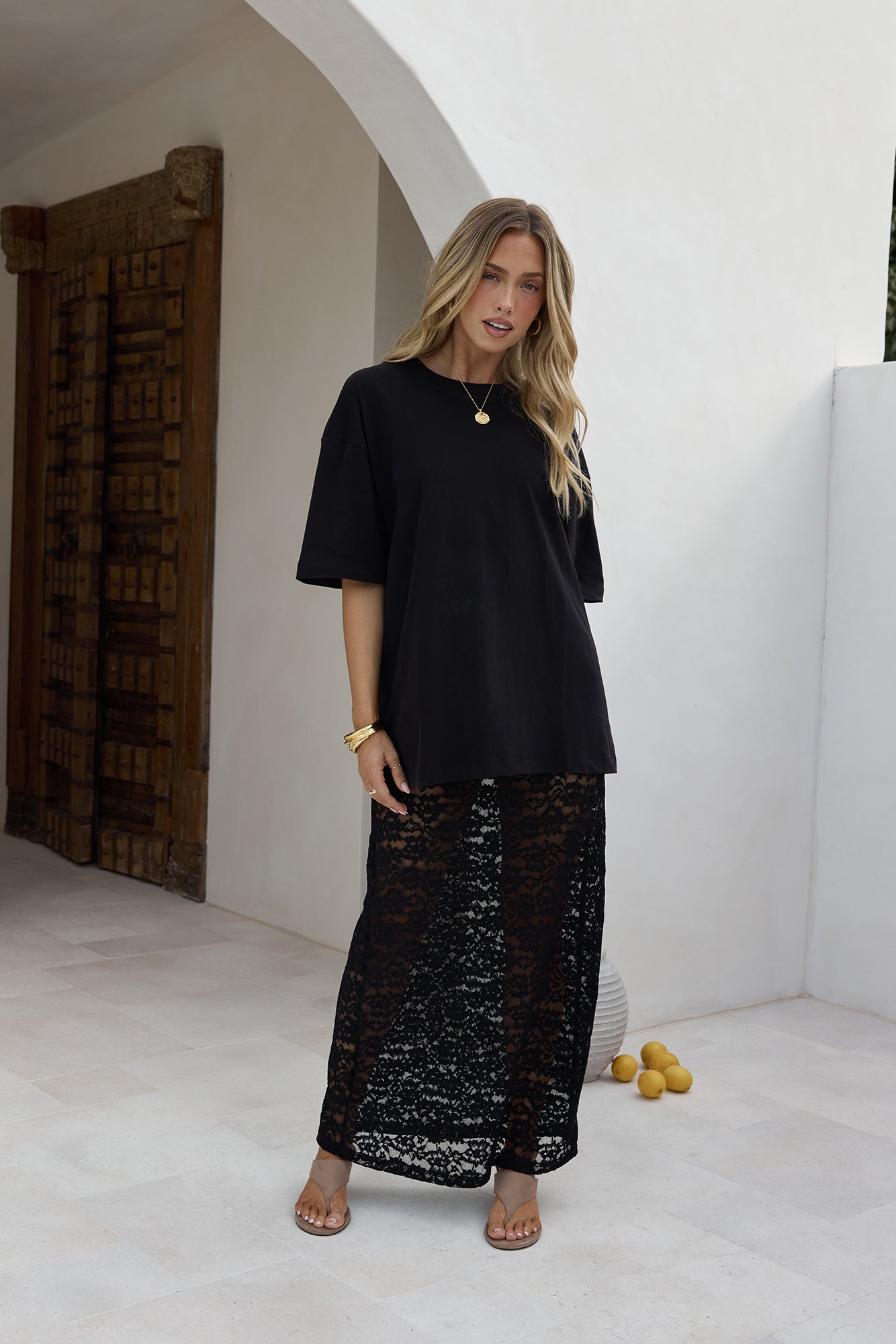 Lover Of The Moon Lace Maxi Skirt Black