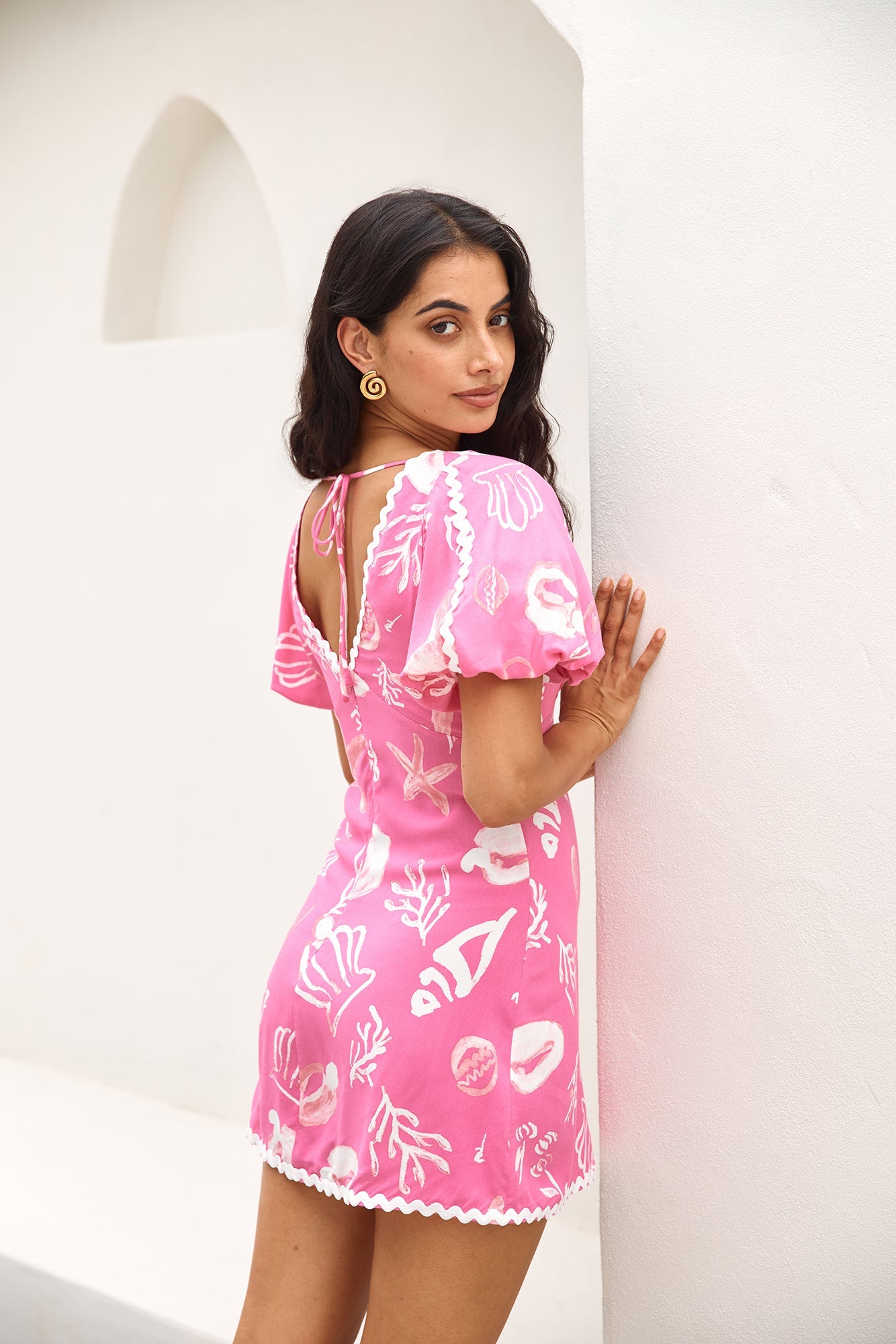 Seashell Searching Mini Dress Pink