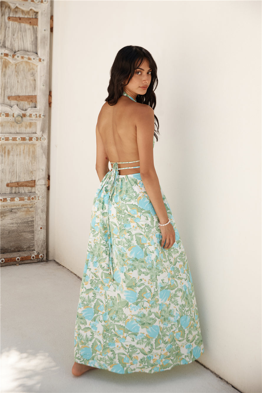 Ripe Mango Halter Maxi Dress Green