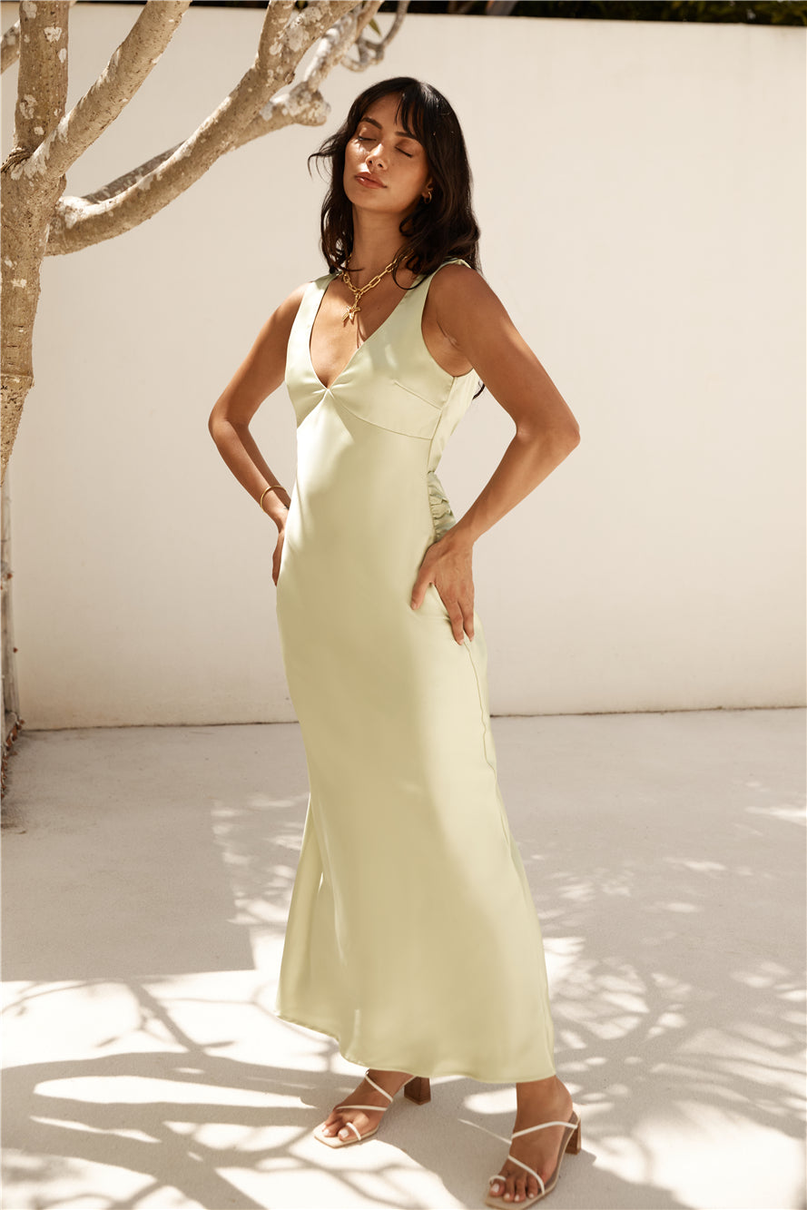 Freshen Up Satin Maxi Dress Green