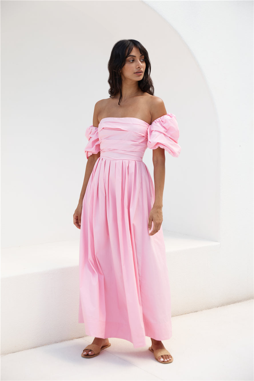 Bella Off-Shoulder Maxi Dress Pink