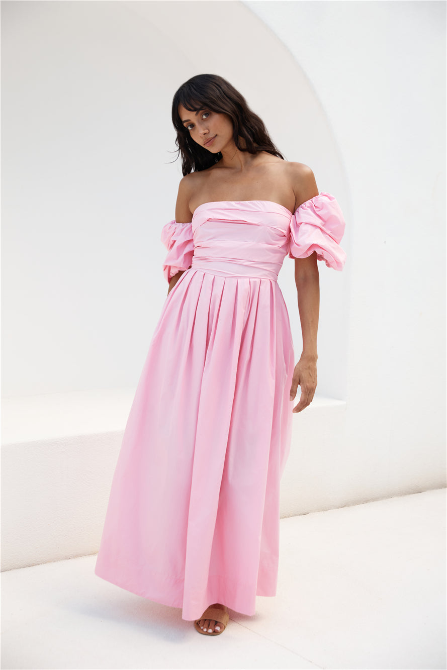 Bella Off-Shoulder Maxi Dress Pink