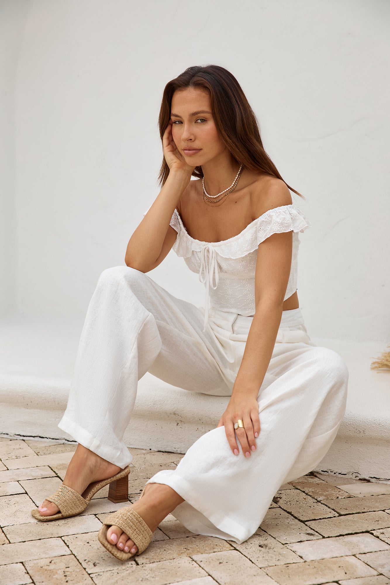 Whispering Willows Crop Top White