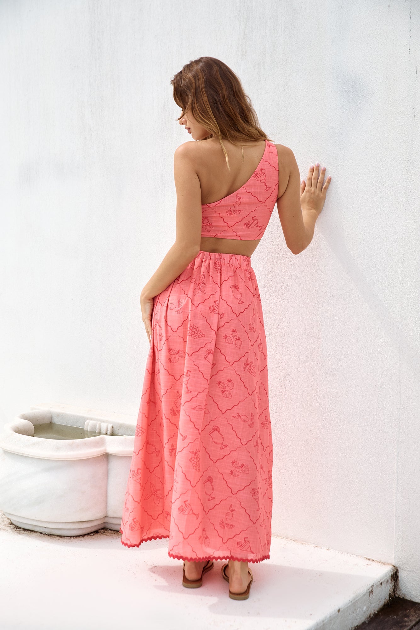 Another Round One Shoulder Crop Top Red