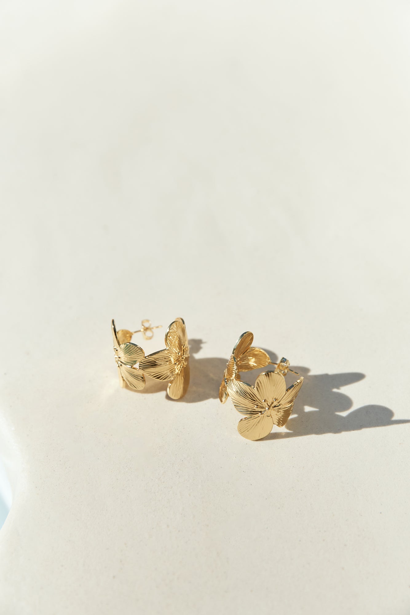 18K Gold Plated Aloha Dreams Flower Hoop Earrings Gold