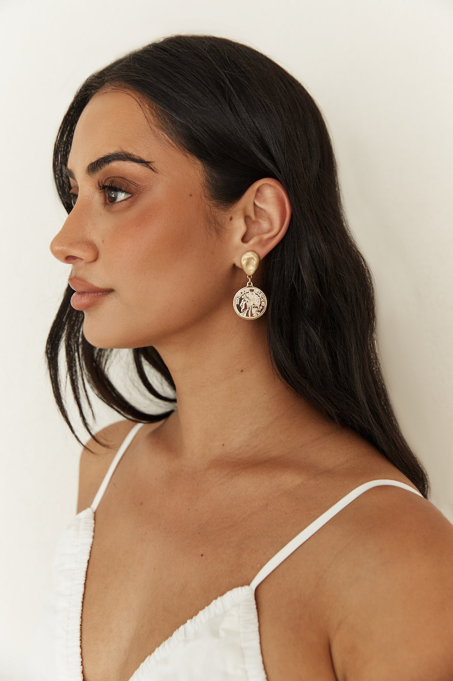 18K Gold Plated Lucky Coin Earrings Gold
