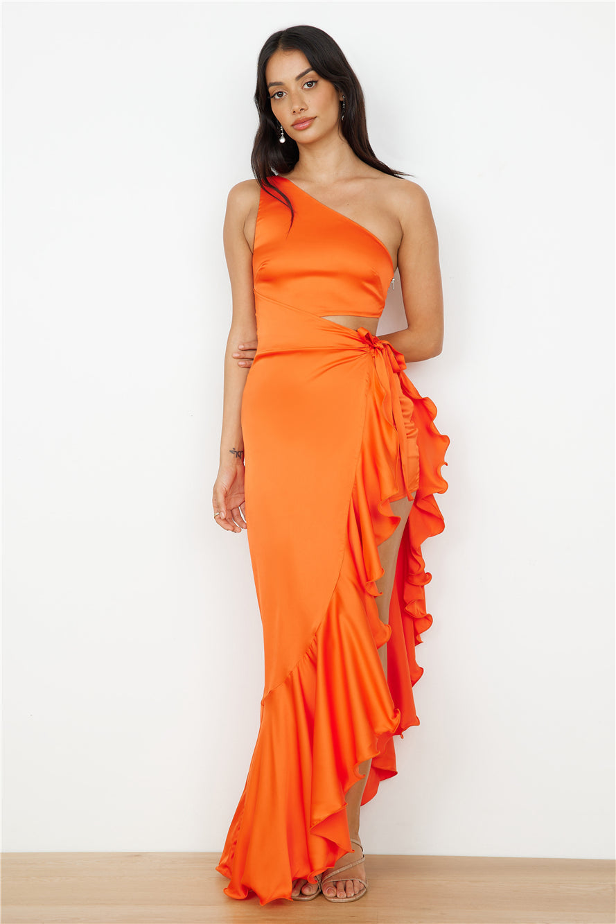 DEAR EMILIA In My Glamour Satin Maxi Dress Red