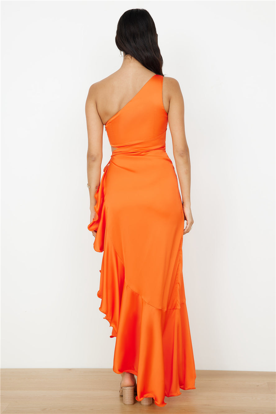DEAR EMILIA In My Glamour Satin Maxi Dress Red