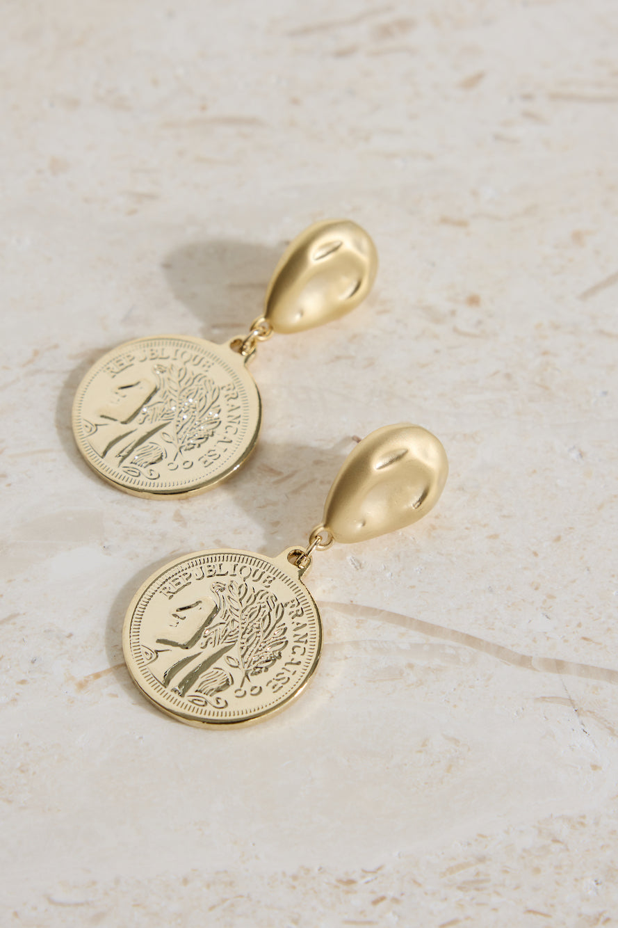 18K Gold Plated Lucky Coin Earrings Gold