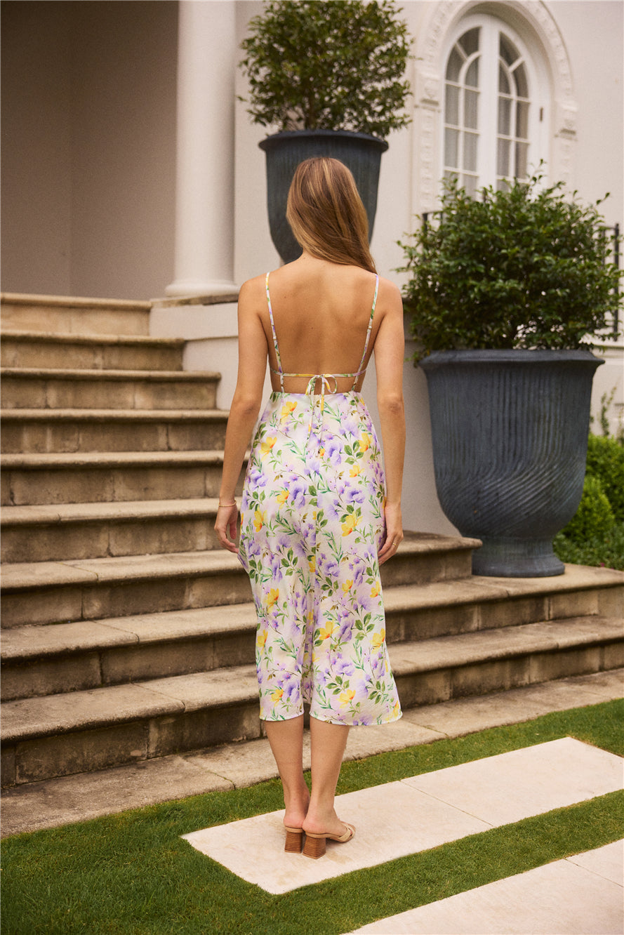 Vivid Garden Midi Dress Purple