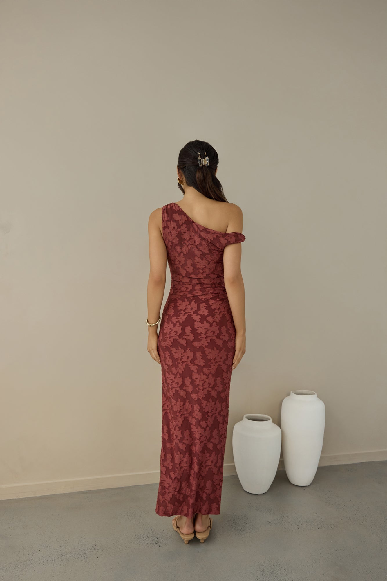 Breeze Of Pink Maxi Dress Wine