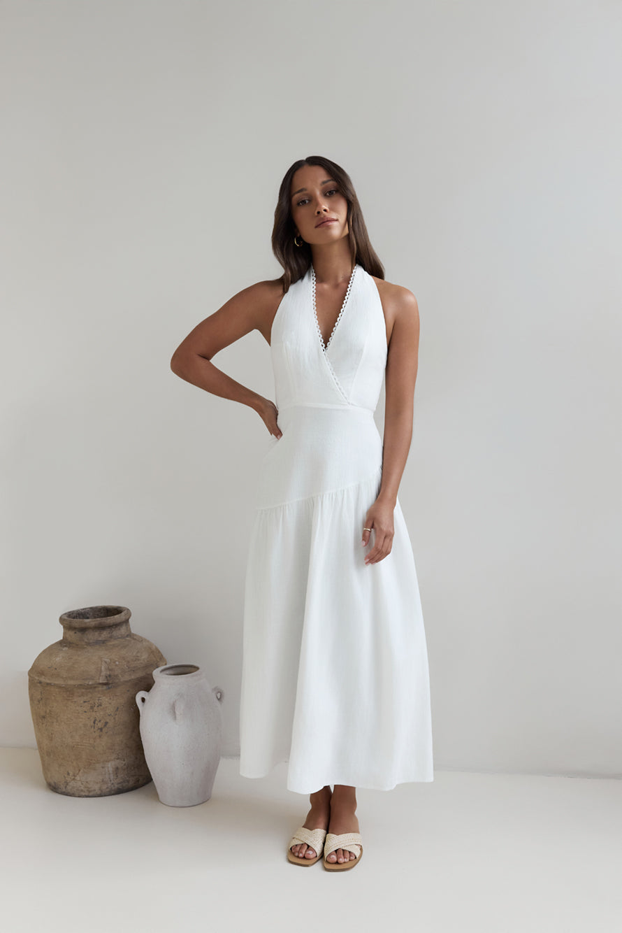 Angelic Song Halter Maxi Dress White