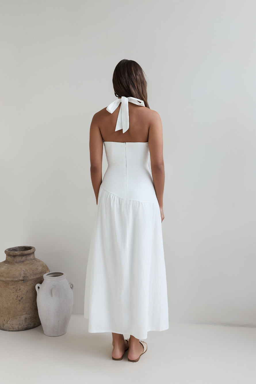 Angelic Song Halter Maxi Dress White
