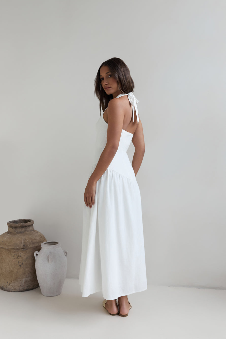 Angelic Song Halter Maxi Dress White