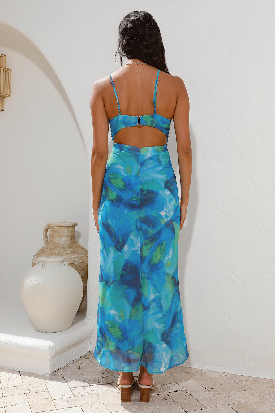 Diving Into The Ocean Midi Dress Blue