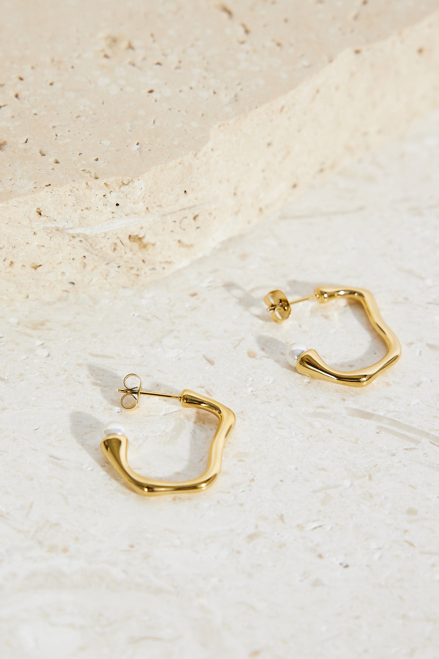 18K Gold Plated Fashion Edge Hoop Earrings Gold