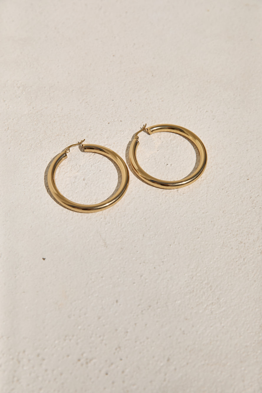 18K Gold Plated Sleekest Hoop Earrings Gold